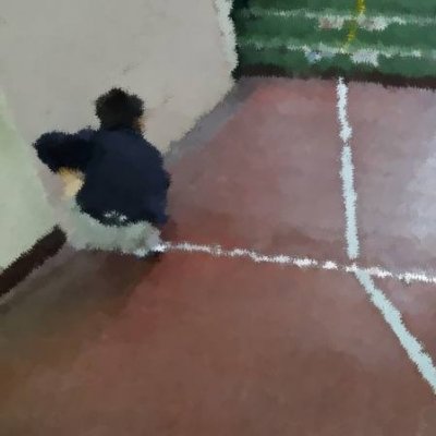 床を拭く北小っ子の画像