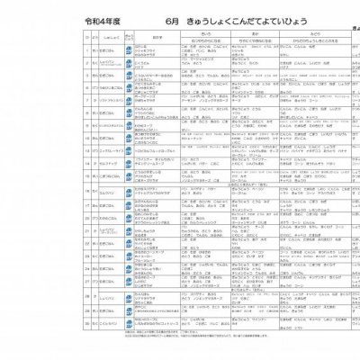 6月献立表の画像