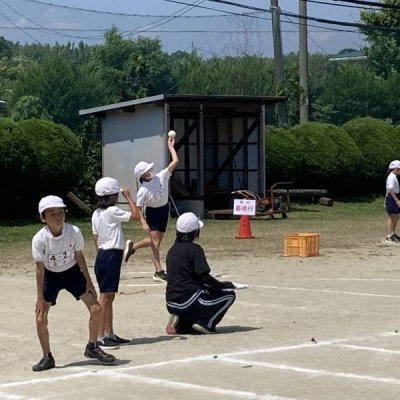 体力テストに取り組む児童の画像