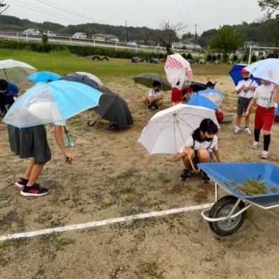 雨の日も草取りを行っている1枚目の画像