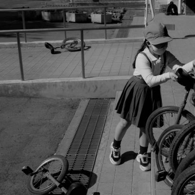写真のタイトル「大切な一輪車」